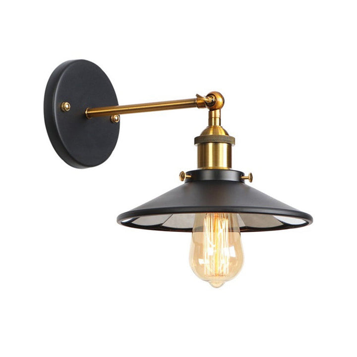 Lisslune | Metal straight arm wall lighting fixture factory 1 bulb dining room wall lamp in black and brass