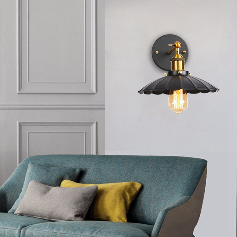 Lisslune | Metal straight arm wall lighting fixture factory 1 bulb dining room wall lamp in black and brass