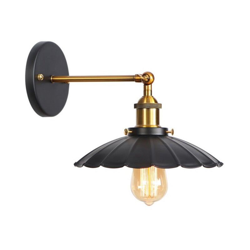 Lisslune | Metal straight arm wall lighting fixture factory 1 bulb dining room wall lamp in black and brass