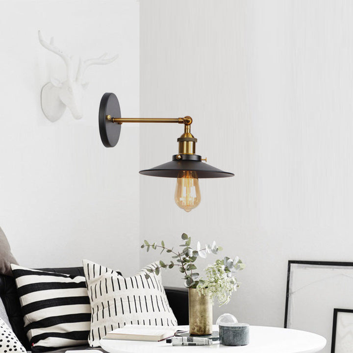 Lisslune | Metal straight arm wall lighting fixture factory 1 bulb dining room wall lamp in black and brass