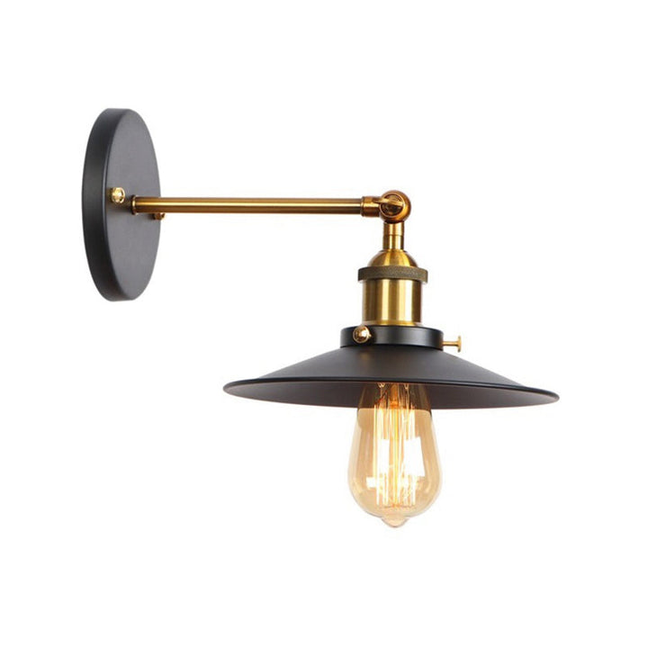 Lisslune | Metal straight arm wall lighting fixture factory 1 bulb dining room wall lamp in black and brass
