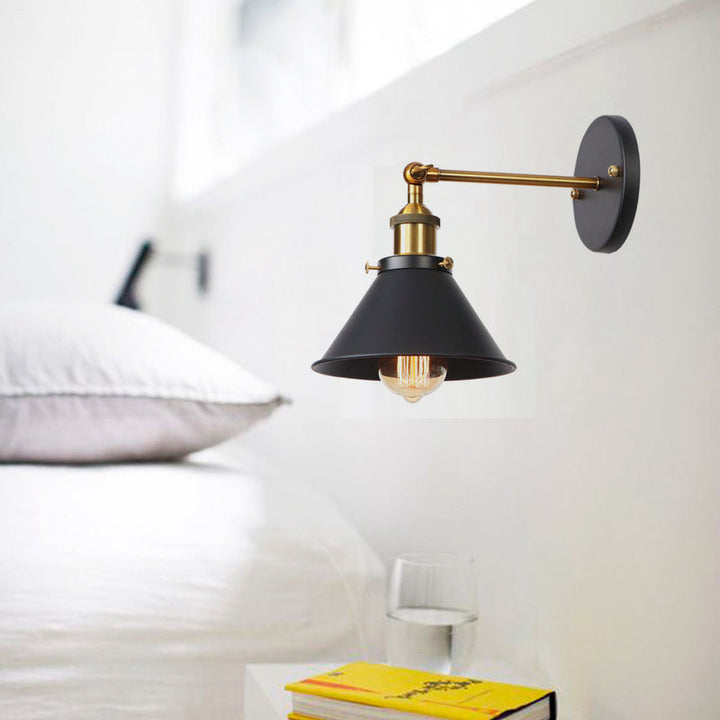 Lisslune | Metal straight arm wall lighting fixture factory 1 bulb dining room wall lamp in black and brass