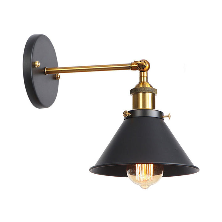 Lisslune | Metal straight arm wall lighting fixture factory 1 bulb dining room wall lamp in black and brass