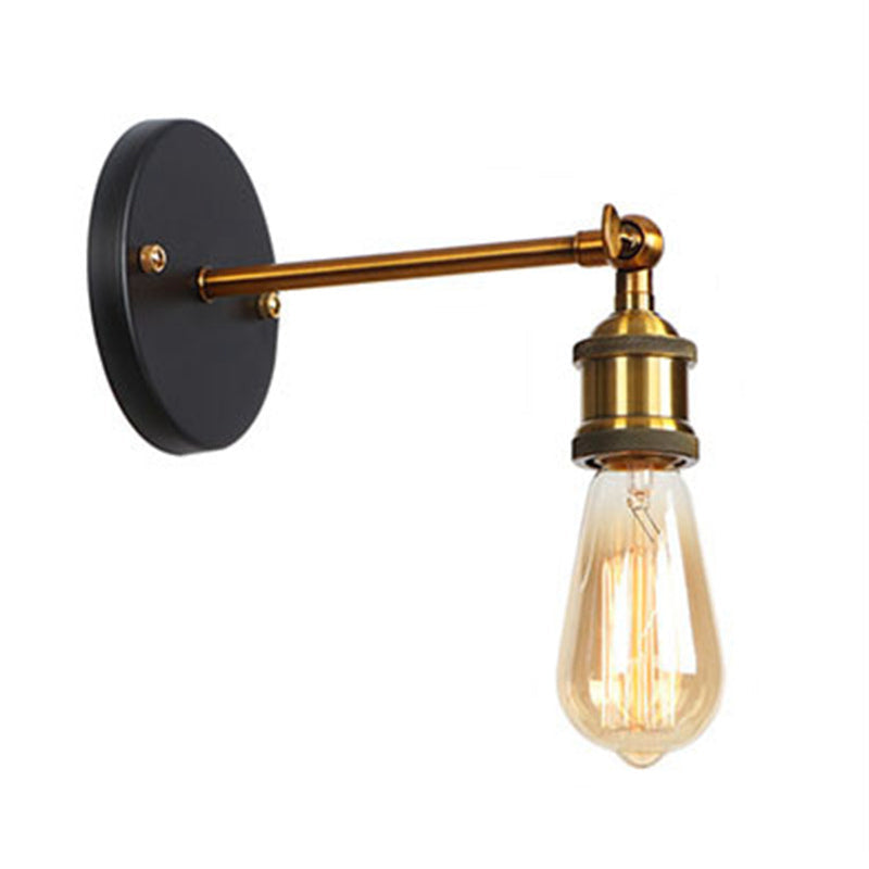 Lisslune | Metal straight arm wall lighting fixture factory 1 bulb dining room wall lamp in black and brass