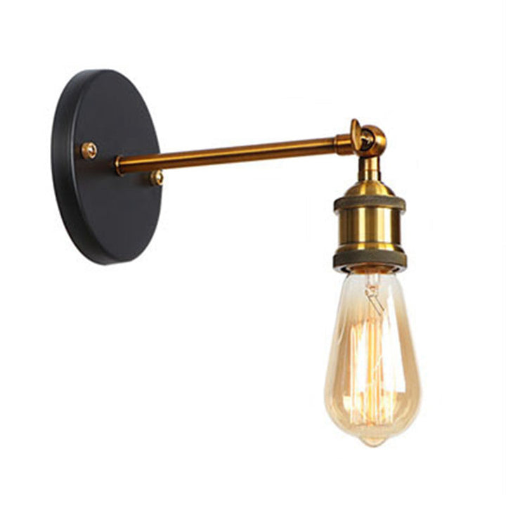 Lisslune | Metal straight arm wall lighting fixture factory 1 bulb dining room wall lamp in black and brass