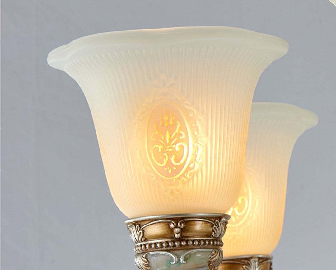 Skørter | Bloom Floral Wall Light French Country Milk Glass Single Bulb White Wall Mounted Lamp with Carved Flower Decor
