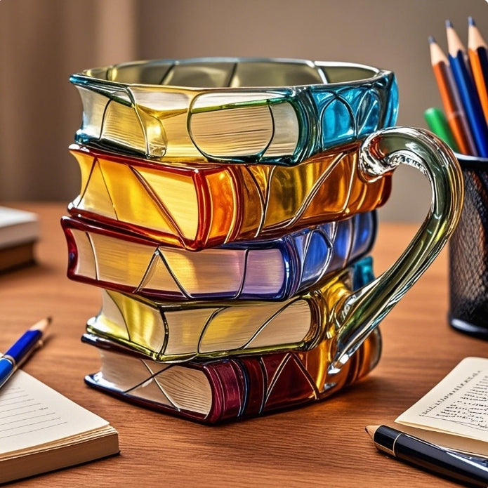 Lisslune | BookCup 3D Mug – Hand-Painted Literature Mug in Book Shape