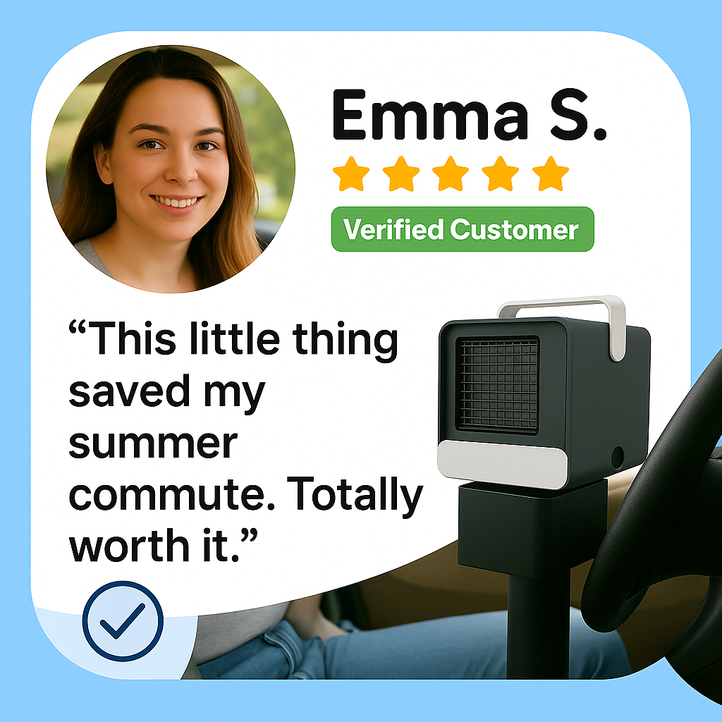 Lisslune | Portable Mini Air Conditioner | Ultra-Portable Car AC System, Quiet 4-Blade Design & Ideal for Home, Office, and Travel Use