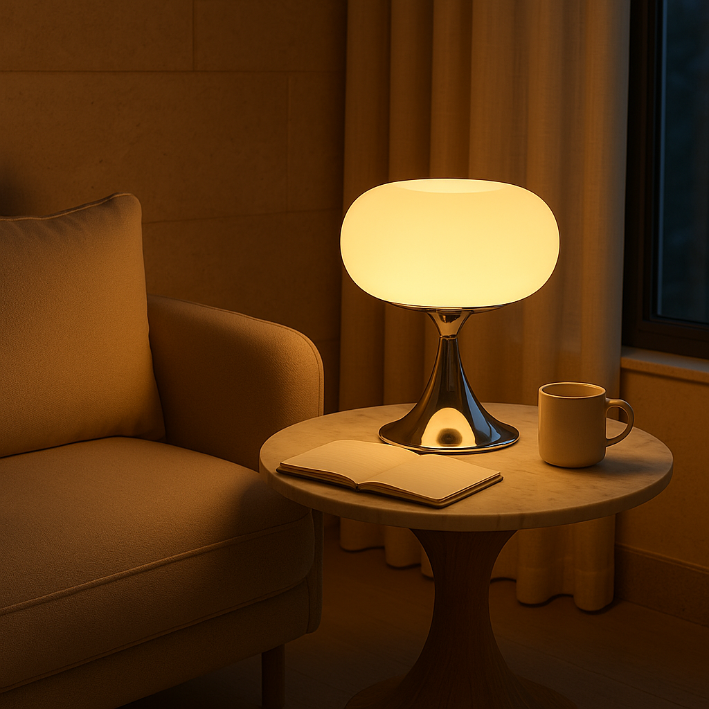 Lisslune | RetroGlow Table Lamp – Bauhaus Style Glass & Iron Lamp with Warm Light | E27 | 90–260V