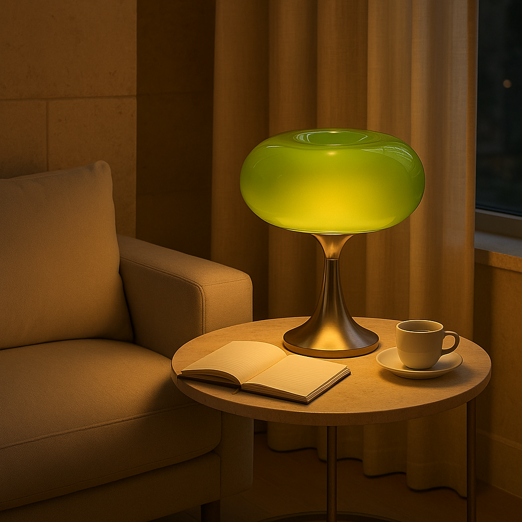 Lisslune | RetroGlow Table Lamp – Bauhaus Style Glass & Iron Lamp with Warm Light | E27 | 90–260V