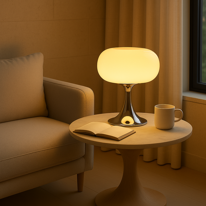 Lisslune | RetroGlow Table Lamp – Bauhaus Style Glass & Iron Lamp with Warm Light | E27 | 90–260V