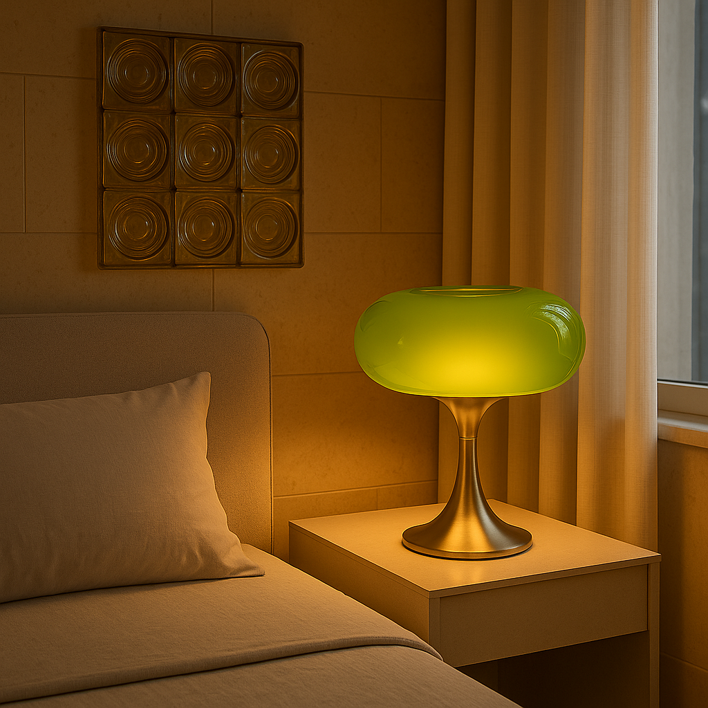 Lisslune | RetroGlow Table Lamp – Bauhaus Style Glass & Iron Lamp with Warm Light | E27 | 90–260V
