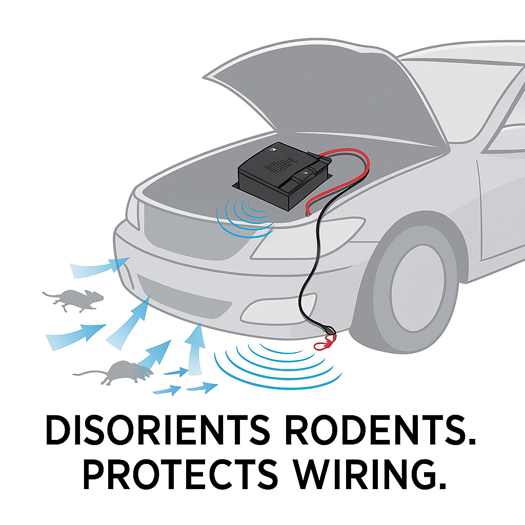 Lisslune | Ultrasonic Car Mice Repeller | Portable. Self-Powered & Effective for Vehicle Protection Against Rodents