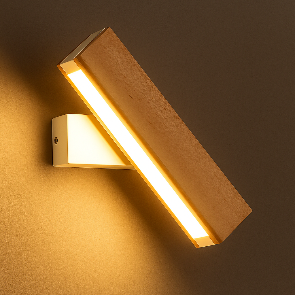 Lisslune | Minimalist Wooden LED Wall Lamp with Adjustable Arm