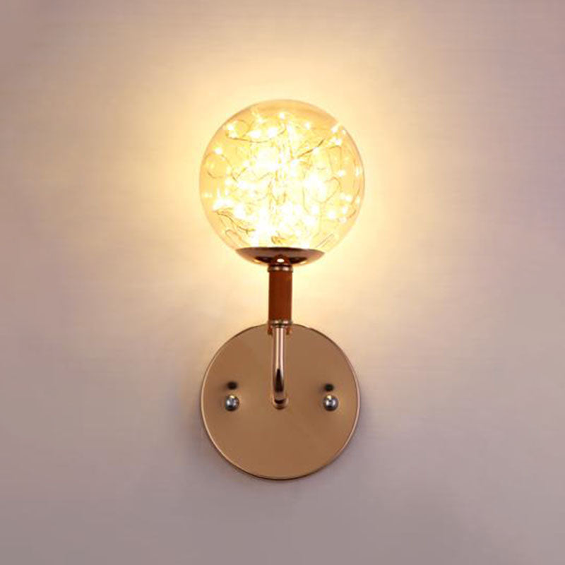 Lisslune | Spherical Bedroom Starry Clear Lighting Ideas Glass LED Contemporary Wall-Mounted Light Fixture