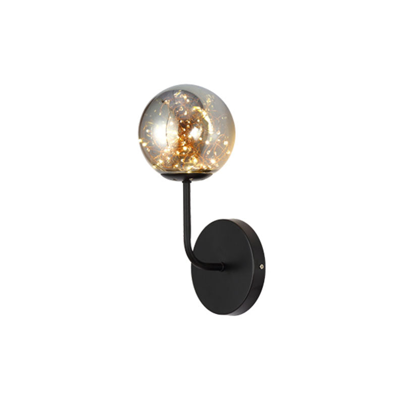 Lisslune | Spherical Bedroom Starry Clear Lighting Ideas Glass LED Contemporary Wall-Mounted Light Fixture