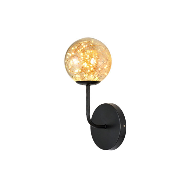 Lisslune | Spherical Bedroom Starry Clear Lighting Ideas Glass LED Contemporary Wall-Mounted Light Fixture