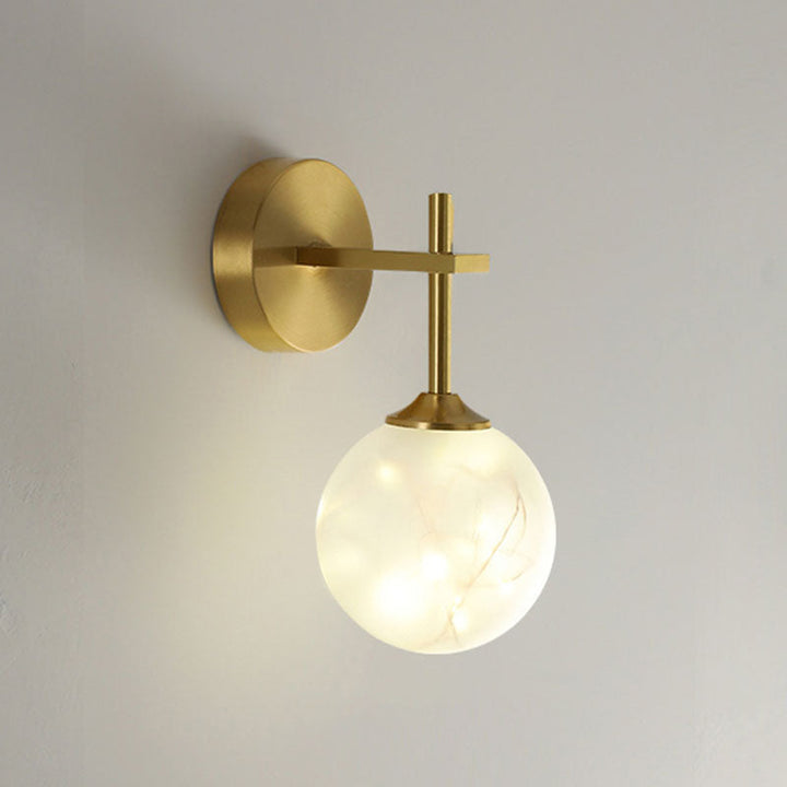 Lisslune | LED Bedroom Wall Light Minimalist Gold Wall Lamp Sconce with Geometric Glass Shade