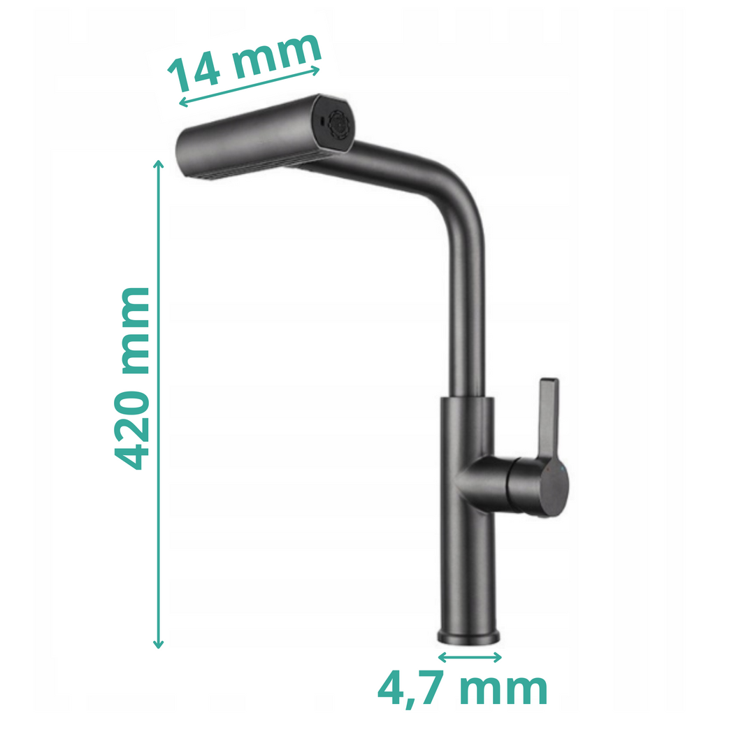 Lisslune | Kitchen faucet, JF-8012B GRAPHITE Pull-out tap, waterfall, 3 modes