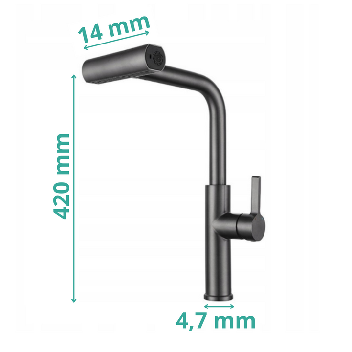 Lisslune | Kitchen faucet, JF-8012B GRAPHITE Pull-out tap, waterfall, 3 modes