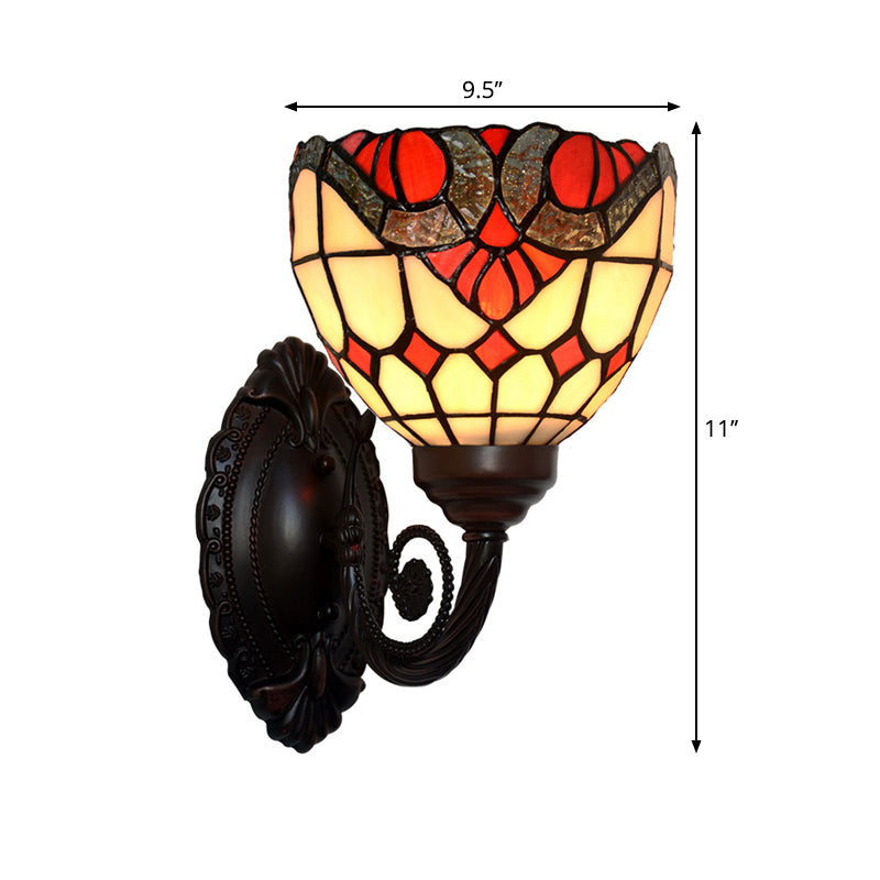 Lisslune | Baroque Grid Wall Lamp 1 Main Spotted Art Glass Wall Light Fixture in Black