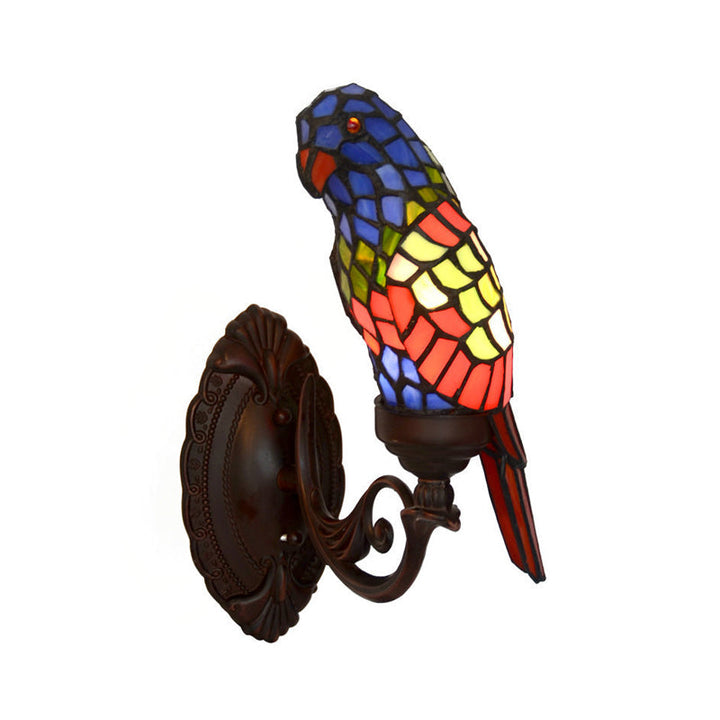 Skørter | Parrot Wall Switch Lighting 1-Light Stained Glass Baroque Wall Lamp in Red