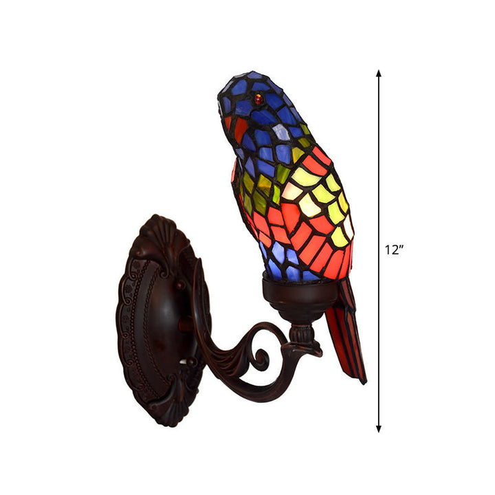 Skørter | Parrot Wall Switch Lighting 1-Light Stained Glass Baroque Wall Lamp in Red