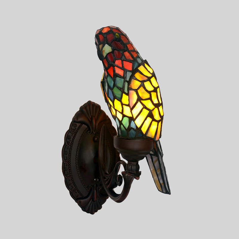 Skørter | Parrot-shaped wall lamp Victorian cut glass 1 light green wall mounted lighting with curved arm