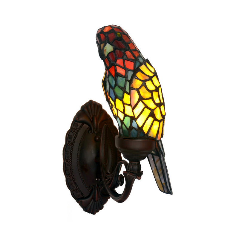 Skørter | Parrot-shaped wall lamp Victorian cut glass 1 light green wall mounted lighting with curved arm