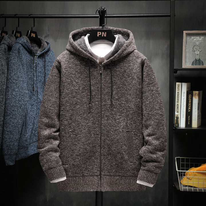 Men's cozy fleece jacket with hood and practical pockets Lisslune