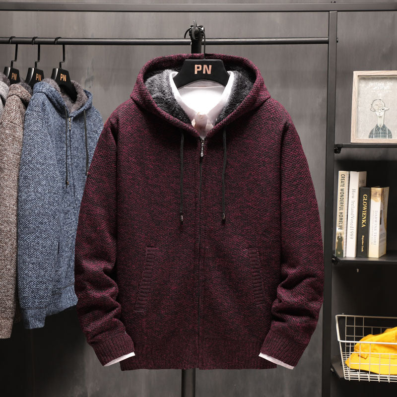 Men's cozy fleece jacket with hood and practical pockets Lisslune