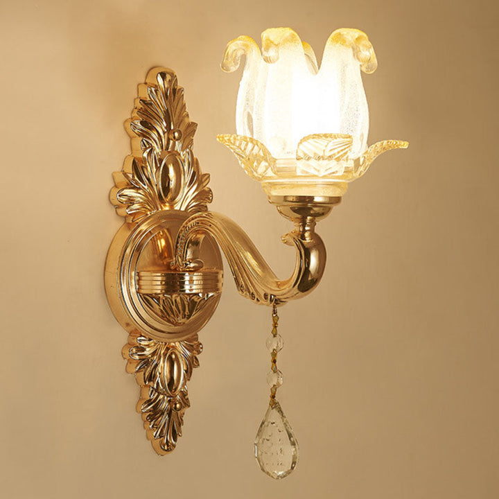 Lisslune | Swooping Arm Wall Light Modernist Living Space Wall Mount Fixture with Glass Shade in Gold