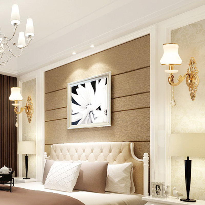 Lisslune | Swooping Arm Wall Light Modernist Living Space Wall Mount Fixture with Glass Shade in Gold