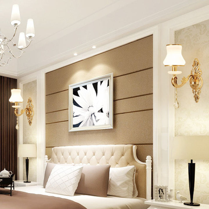 Lisslune | Swooping Arm Wall Light Modernist Living Space Wall Mount Fixture with Glass Shade in Gold