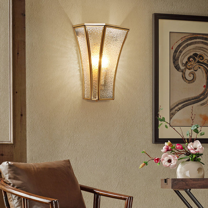 Skørter | Trumpet Wall Light Traditional Textured Glass 1 Head Gold Wall Lamp Light for Living Room