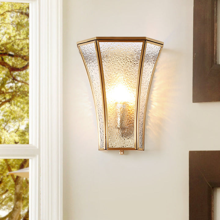Skørter | Trumpet Wall Light Traditional Textured Glass 1 Head Gold Wall Lamp Light for Living Room