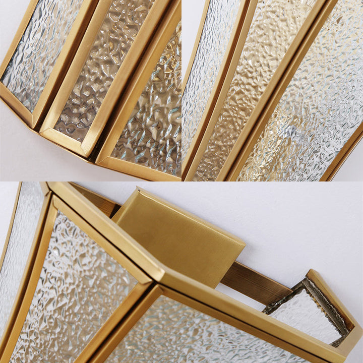 Skørter | Trumpet Wall Light Traditional Textured Glass 1 Head Gold Wall Lamp Light for Living Room