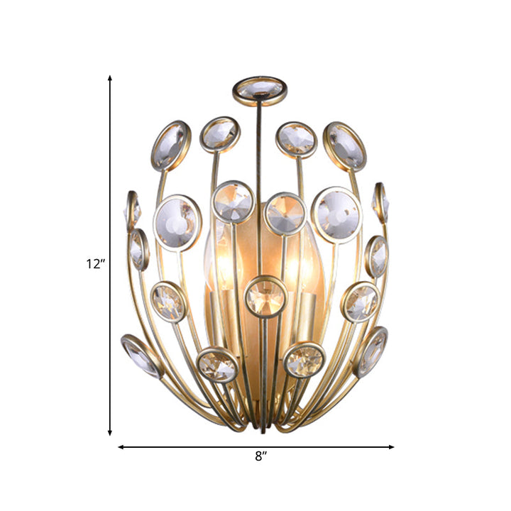 Skørter | 3 Lights Peacock Wall Mount Light Traditional Gold Metal and Crystal Wall Lamp Light