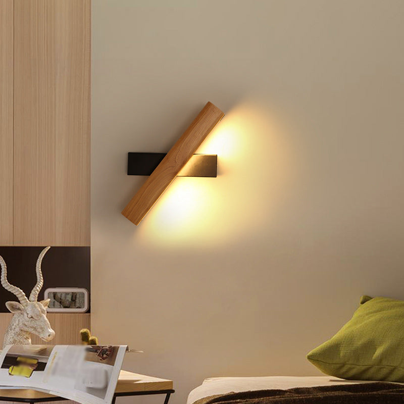 Skørter | Linear Reading Wall Light Modern Wood Rotatable LED Bedroom Wall Lamp Lighting Unit