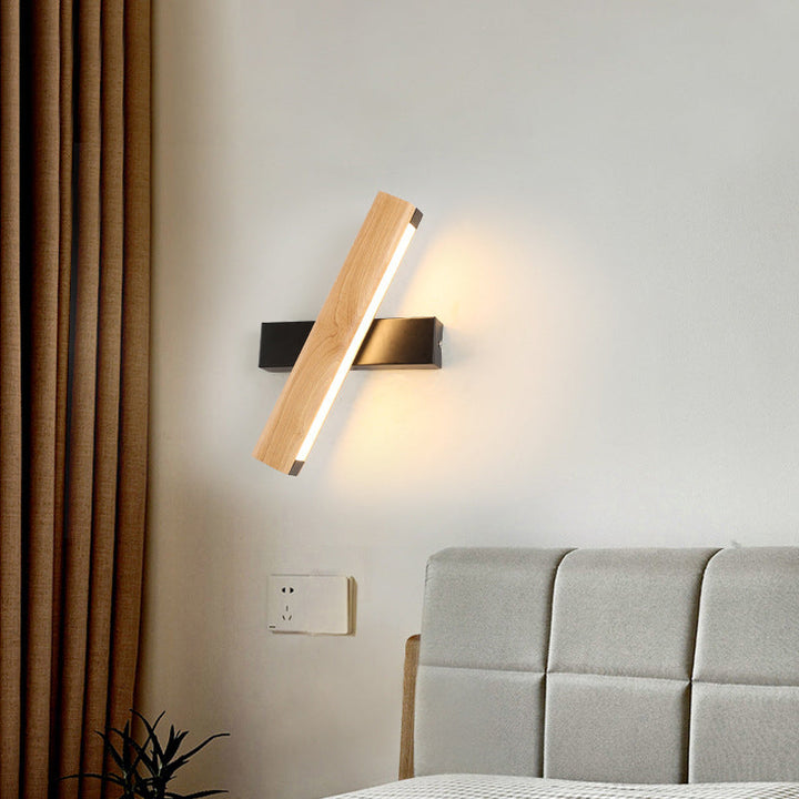 Skørter | Linear Reading Wall Light Modern Wood Rotatable LED Bedroom Wall Lamp Lighting Unit