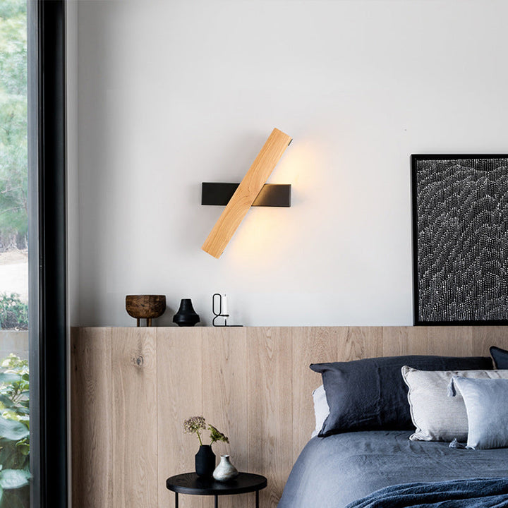 Skørter | Linear Reading Wall Light Modern Wood Rotatable LED Bedroom Wall Lamp Lighting Unit