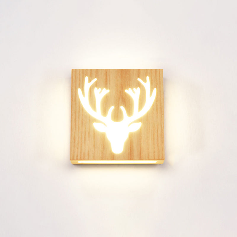 Skørter | Square Cutout Living Room Wall Lamp Wooden LED Contemporary Wall Mounted Light