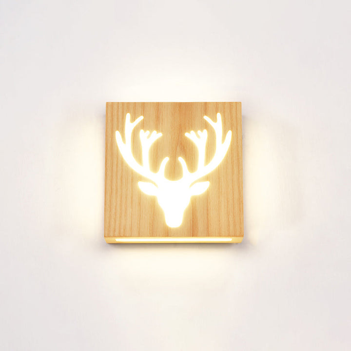 Skørter | Square Cutout Living Room Wall Lamp Wooden LED Contemporary Wall Mounted Light