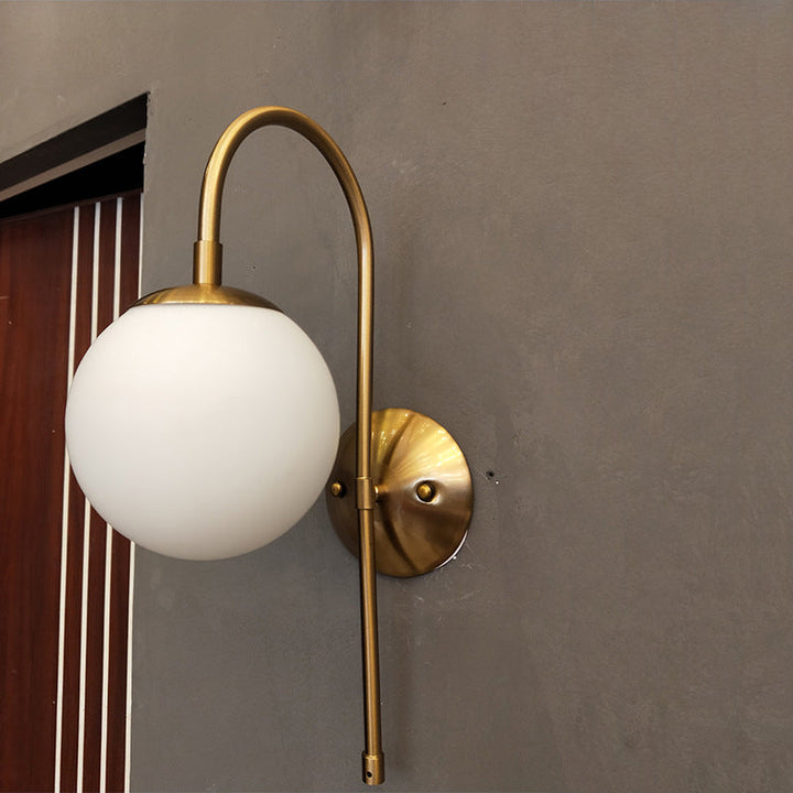 Lisslune | Nordic 1-head wall lamp gold ball wall light with frosted glass shade for the living room