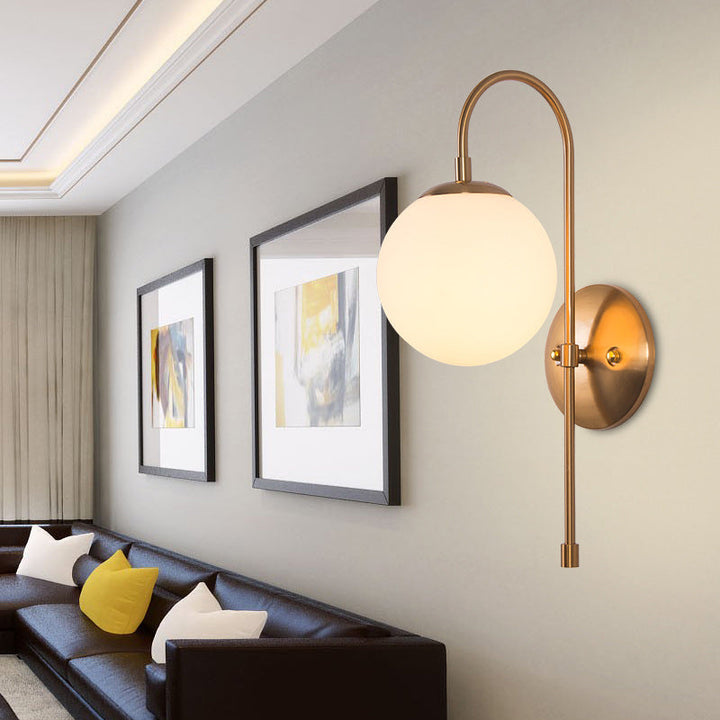 Lisslune | Nordic 1-head wall lamp gold ball wall light with frosted glass shade for the living room
