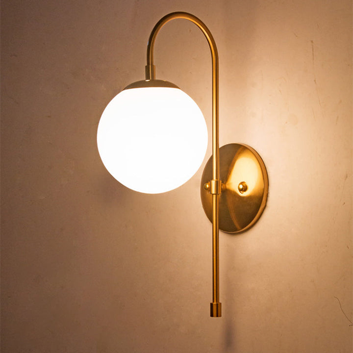 Lisslune | Nordic 1-head wall lamp gold ball wall light with frosted glass shade for the living room
