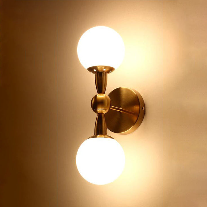 Lisslune | Spherical Wall Lighting Contemporary White Glass Nightstand Wall Light in Gold