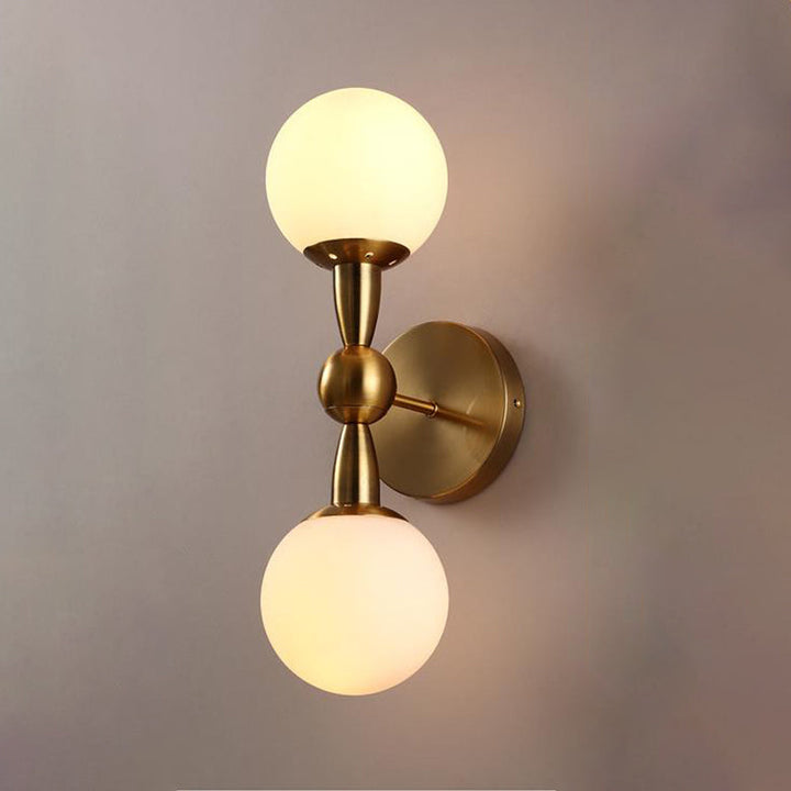 Lisslune | Spherical Wall Lighting Contemporary White Glass Nightstand Wall Light in Gold