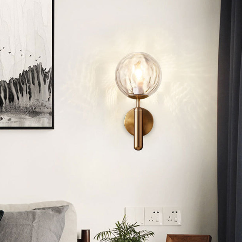 Lisslune | Minimalistic Globe Wall Mount Light Fixture Glass 1-Head Bedroom Wall Lighting Ideas