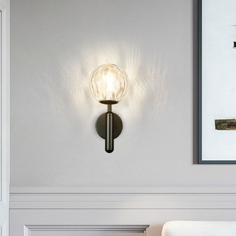 Lisslune | Minimalistic Globe Wall Mount Light Fixture Glass 1-Head Bedroom Wall Lighting Ideas